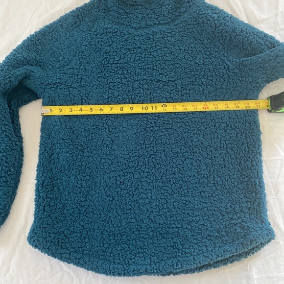 Eddie Bauer Women’s Teal Cowl Neck Plush Teddy Fleece Pullover, size M - Picture 11 of 13